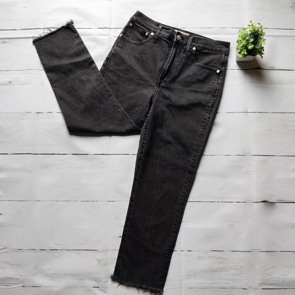 NWOT MADEWELL The Perfect Vintage Jeans 27 Raw Hem Faded Black - Picture 1 of 7